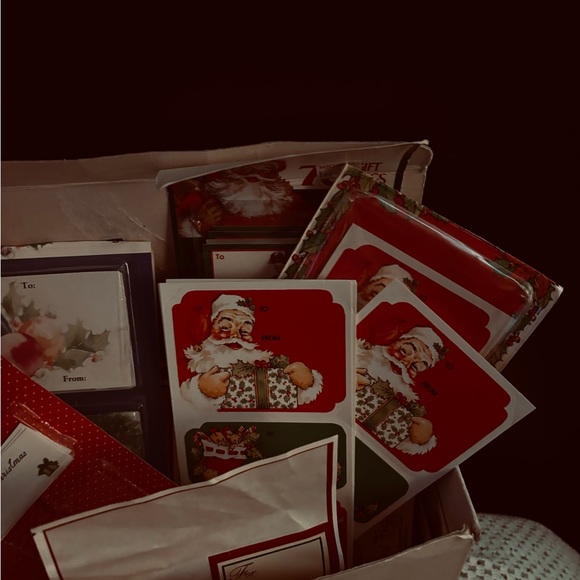 Full Box of Holiday/Christmas Tags And Holiday/Christmas Stickers - Vintage - Picture 3 of 11